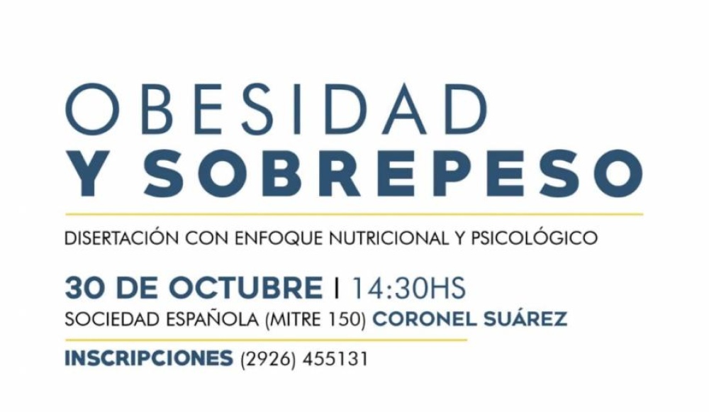 El sábado 30, charla abierta y gratuita sobre Obesidad y Sobrepeso en la Asociación Española
