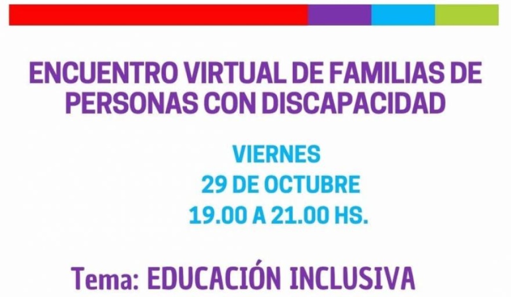 Hoy viernes, encuentro virtual de familias de personas con discapacidad de toda la provincia
