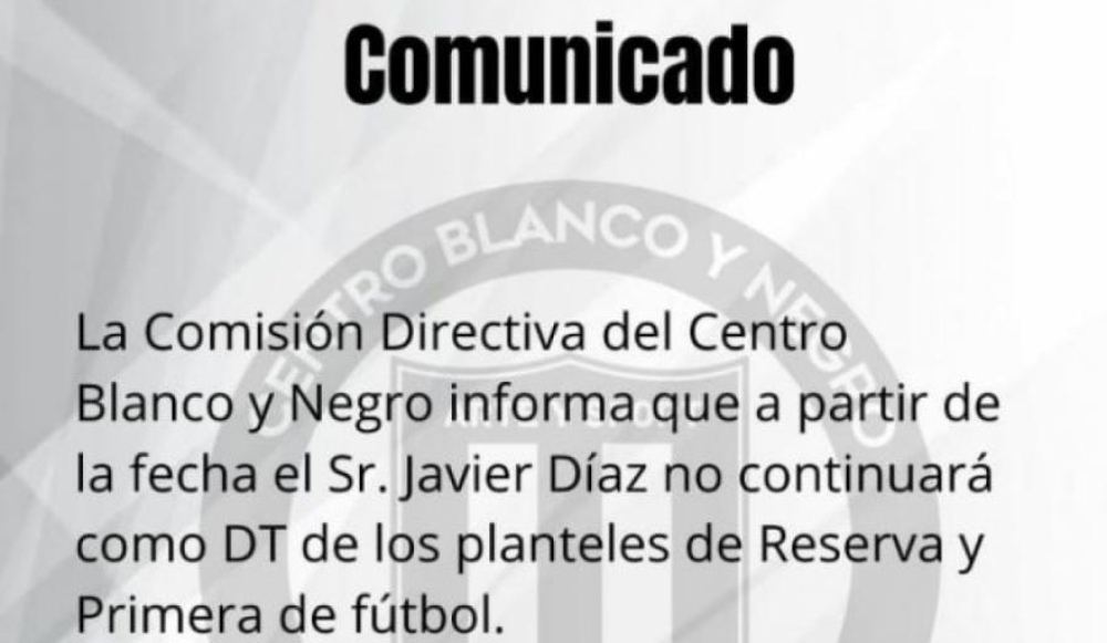 Blanco y Negro aceptó la renuncia de Javier ”Loli” Díaz
