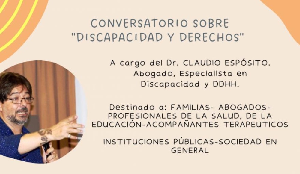 Invitado por APANE, el Dr. Claudio Espósito expondrá sobre discapacidad y derechos el sábado 25 de junio en CREUS
