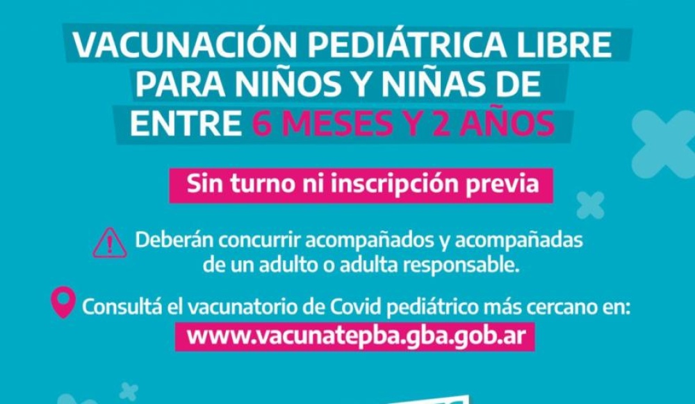 Vacunación covid pediátrica libre para niños de 6 meses a 2 años
