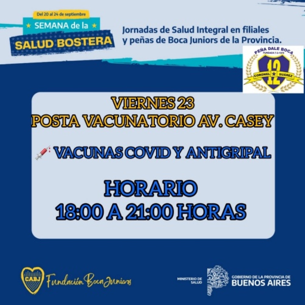 La Fundación del Club Boca Juniors junto al Ministerio de Salud bonaerense organizan la Semana de la salud Bostera
