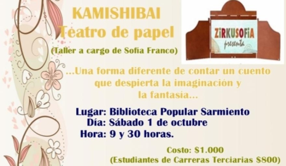 La Biblioteca Sarmiento programa un taller de Kamishibai, teatro en papel para el 1 de octubre
