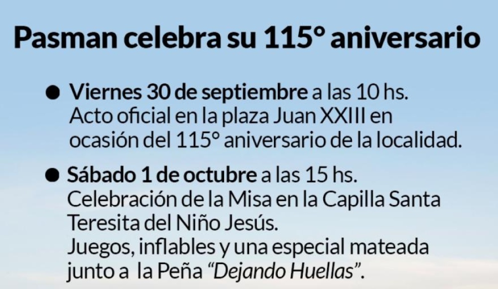 Pasman celebra hoy su 115° aniversario
