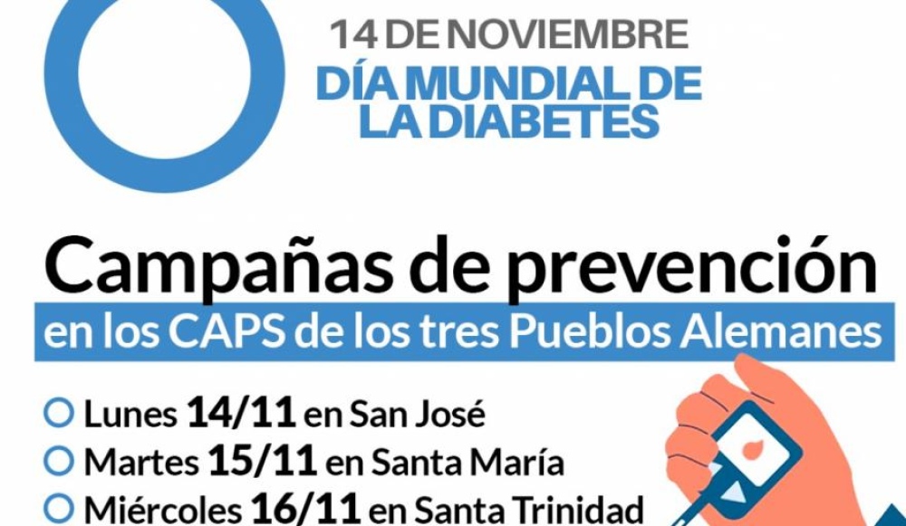 Día Mundial de la Diabetes: Continúan hoy las campañas de prevención en los CAPS de los tres pueblos alemanes
