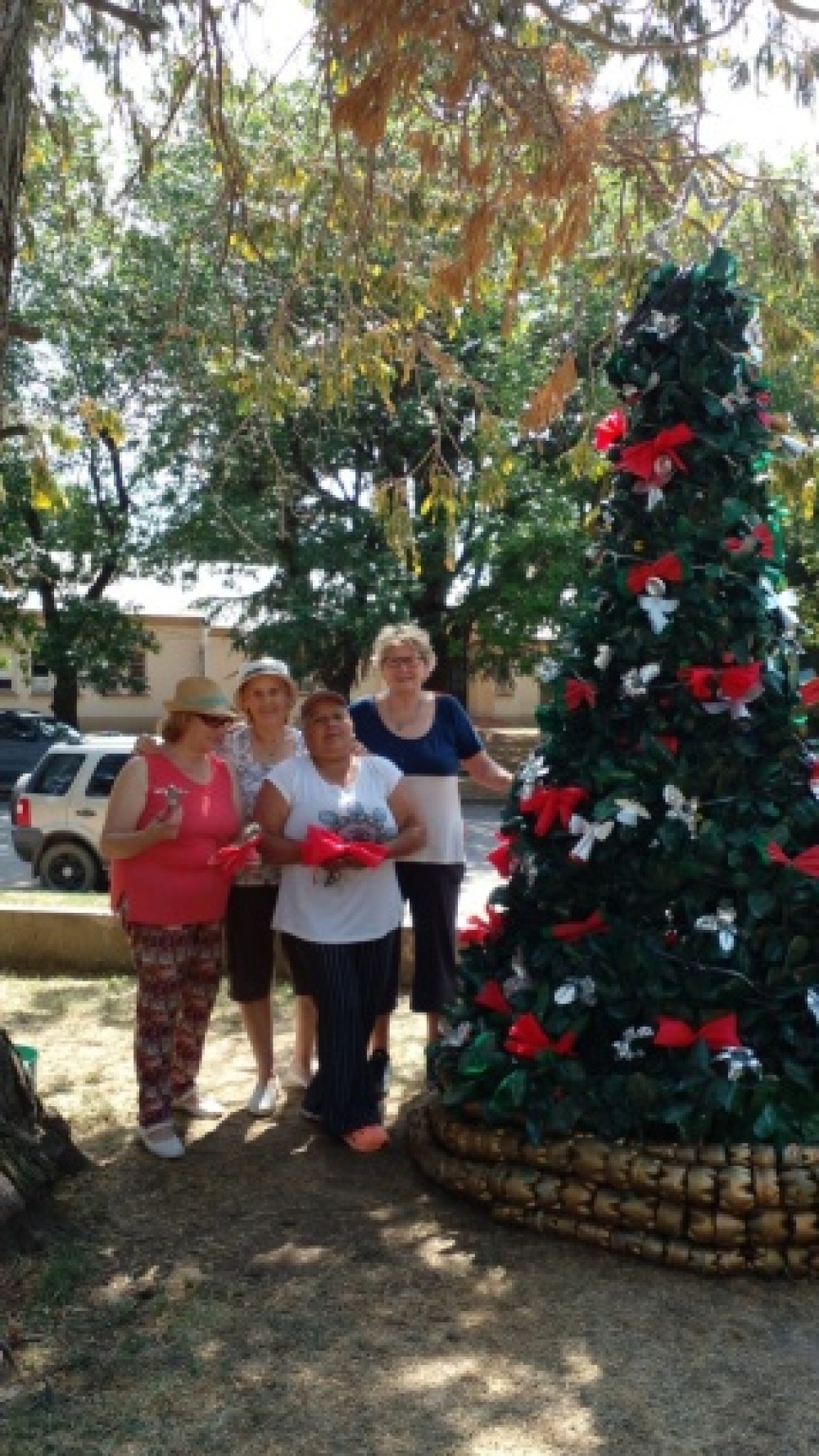 Residentes y el taller de arte del Consejo de Personas Mayores armaron el árbol navideño en el Hogar de Ancianos
