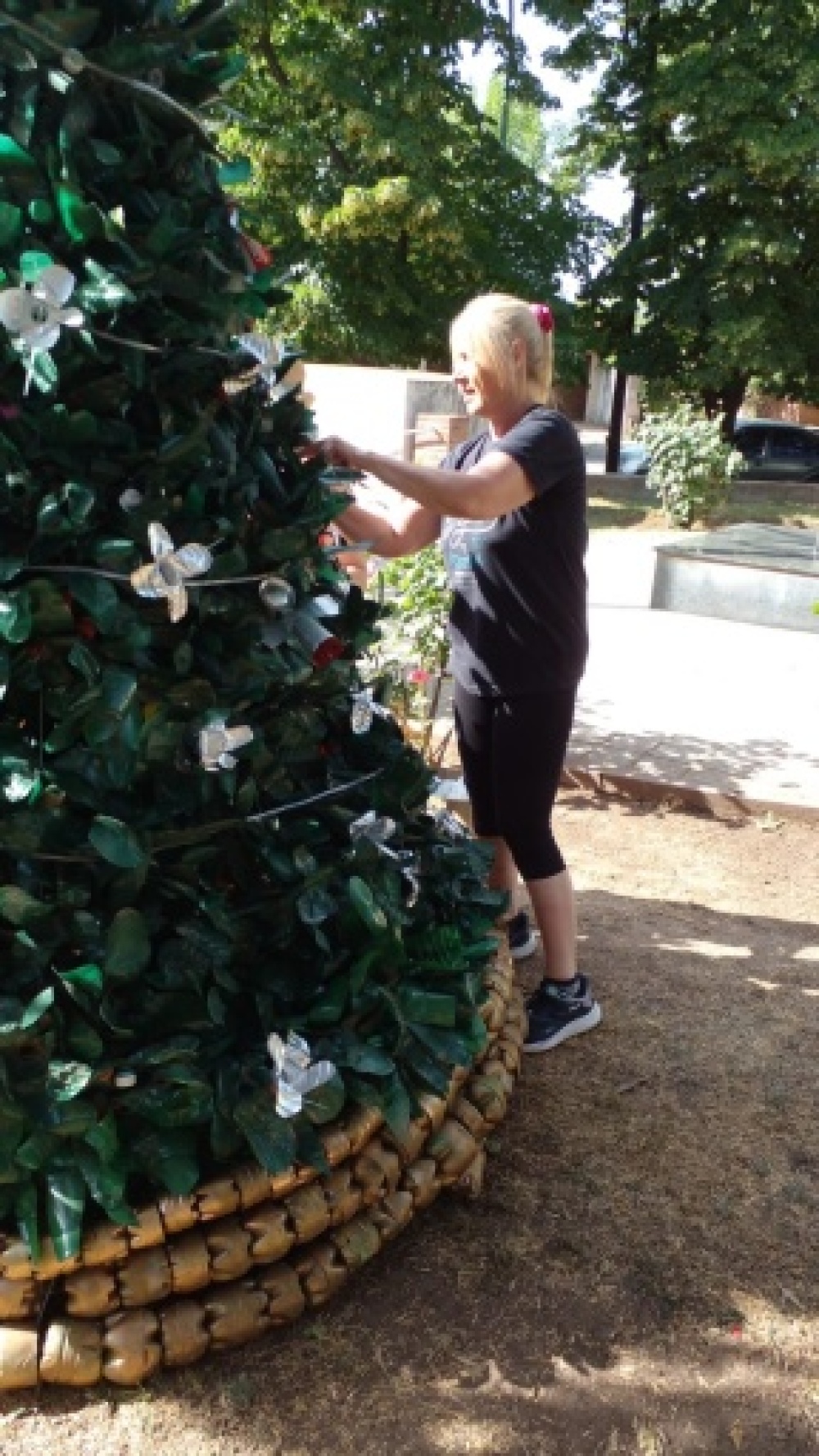 Residentes y el taller de arte del Consejo de Personas Mayores armaron el árbol navideño en el Hogar de Ancianos
