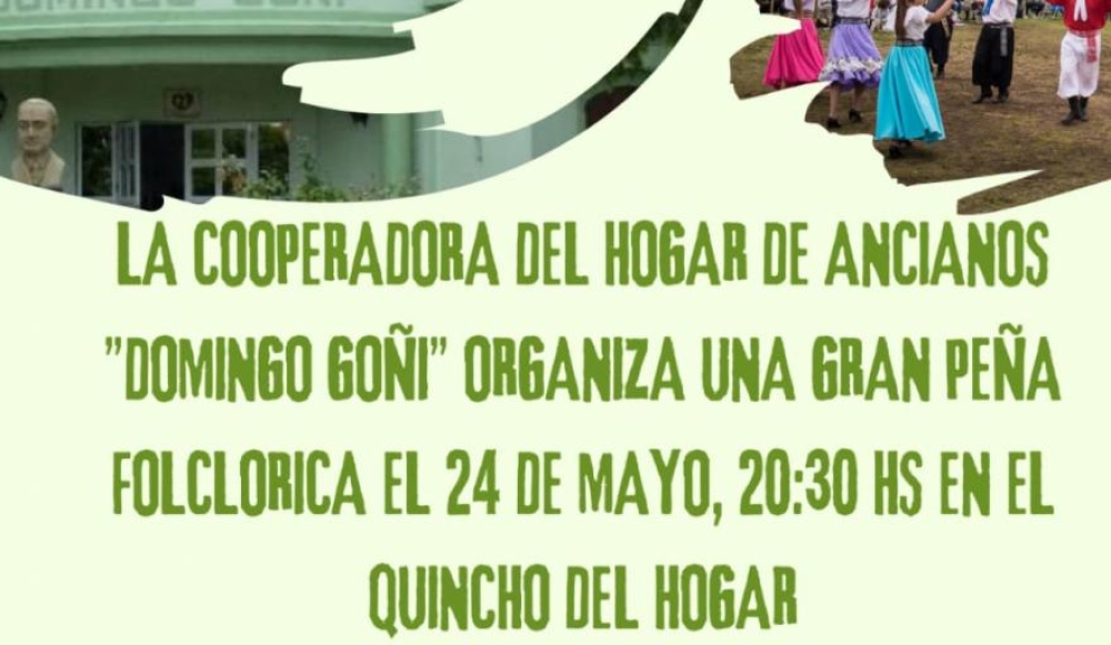 El 24 de mayo habrá peña folklórica en el quincho del Hogar de Ancianos
