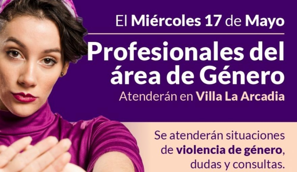 Profesionales del área de Género atenderán en Villa La Arcadia
