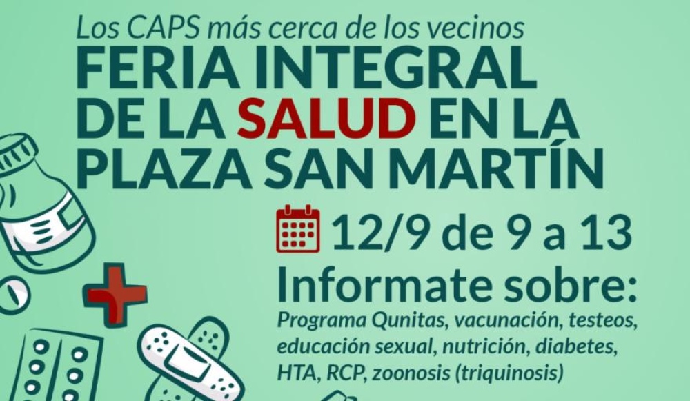 Los CAPS más cerca de los vecinos: Feria Integral de la Salud en la plaza San Martín

