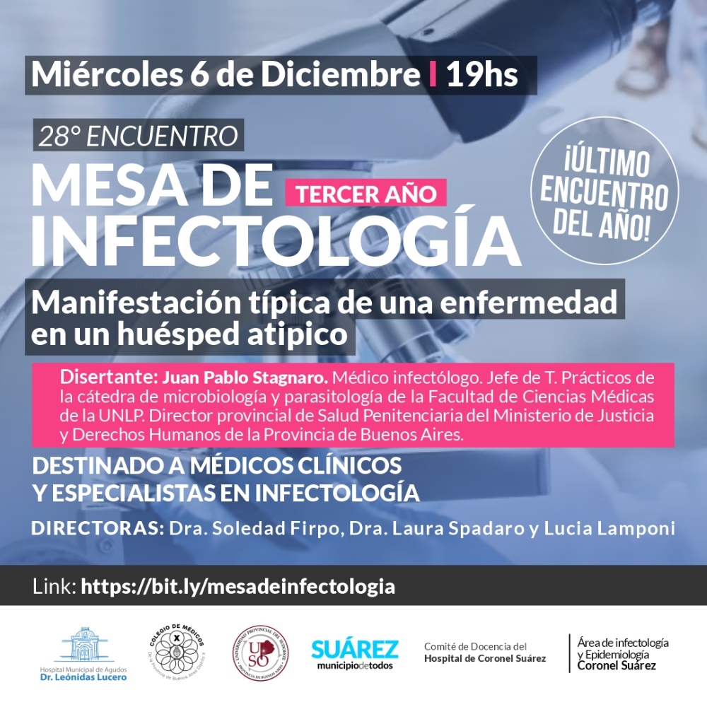 Hoy tendrá lugar el último encuentro del año de la Mesa de Infectología