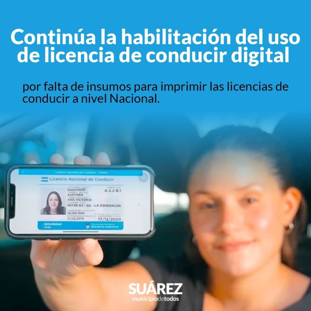Por falta de insumos en Nación, continua la habilitación del uso de licencia de conducir digital