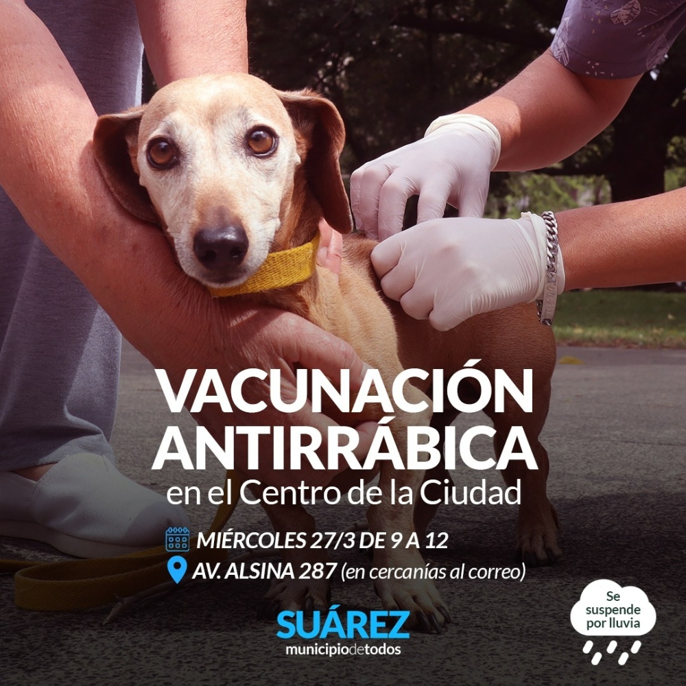 Este miércoles campaña de vacunación antirrábica en el centro de la ciudad