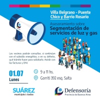 Hoy charla sobre segmentación de los servicios de luz y gas en Villa Belgrano