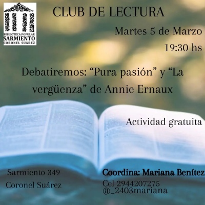 Sumate al Club de lectura de la Biblioteca Popular Sarmiento