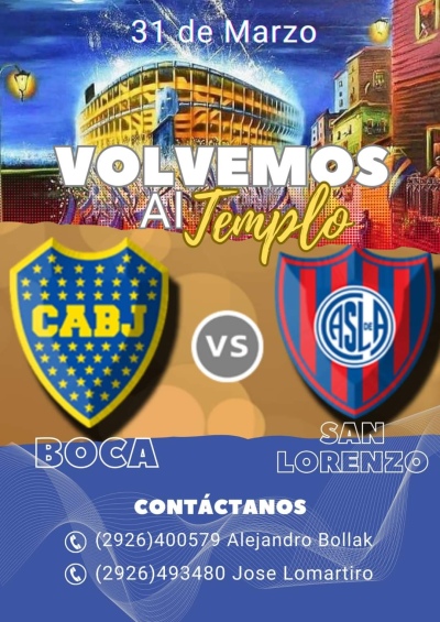 La Peña Dale Boca viaja a la Bombonera para el partido Boca - San Lorenzo