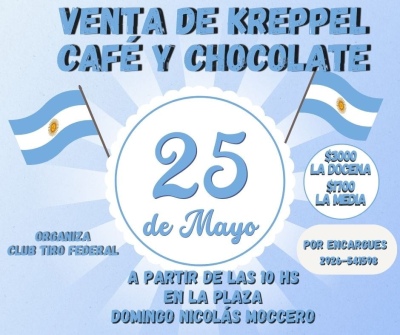 Tiro Federal anuncia una venta de kreppel para el Día de la Patria en la plaza de Villa Belgrano
